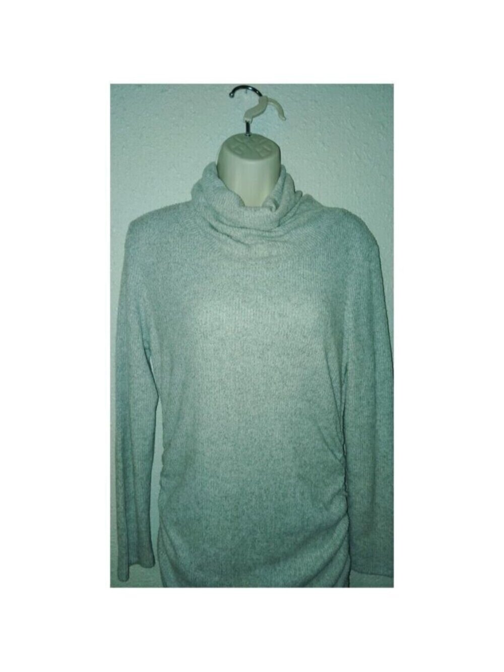 Parnixs long sleeve gray ruched cowl sweater dress Lg New With Tags Maternity - Picture 3 of 8